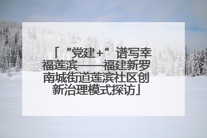 “党建+”谱写幸福莲滨——福建新罗南城街道莲滨社区创新治理模式探访