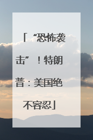“恐怖袭击”！特朗普：美国绝不容忍