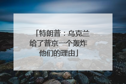 特朗普：乌克兰给了普京一个轰炸他们的理由