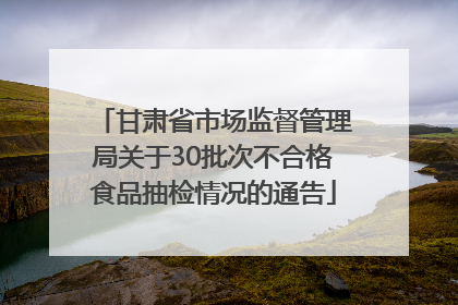 甘肃省市场监督管理局关于30批次不合格食品抽检情况的通告