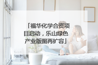 福华化学合资项目启动，乐山绿色产业版图再扩容