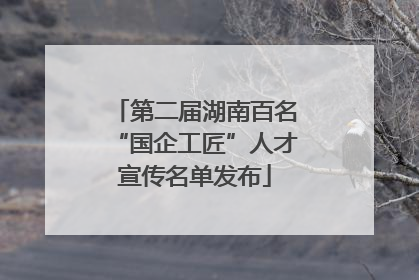 第二届湖南百名“国企工匠”人才宣传名单发布