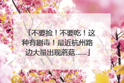 不要捡！不要吃！这种有剧毒！最近杭州路边大量出现蘑菇……