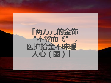 两万元的金饰“不翼而飞”，医护拾金不昧暖人心（图）
