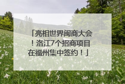 亮相世界闽商大会！洛江7个招商项目在福州集中签约！