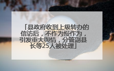 县政府收到上级转办的信访后，不作为慢作为，引发重大舆情，分管副县长等25人被处理