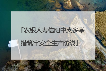 农银人寿信阳中支多举措筑牢安全生产防线
