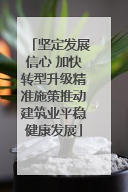 坚定发展信心 加快转型升级精准施策推动建筑业平稳健康发展