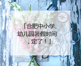 合肥中小学、幼儿园暑假时间，定了！