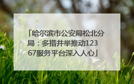 哈尔滨市公安局松北分局：多措并举推动12367服务平台深入人心
