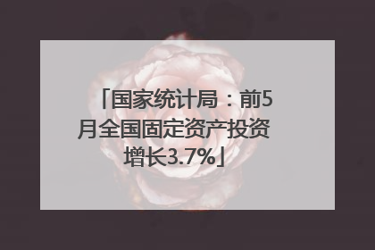 国家统计局：前5月全国固定资产投资增长3.7%