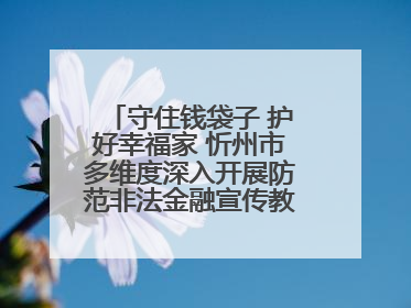 守住钱袋子 护好幸福家 忻州市多维度深入开展防范非法金融宣传教育系列活动
