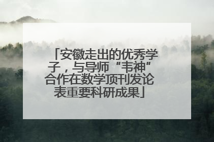安徽走出的优秀学子，与导师“韦神”合作在数学顶刊发论表重要科研成果