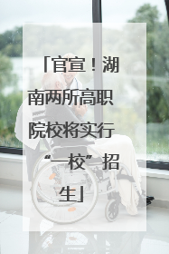官宣！湖南两所高职院校将实行“一校”招生