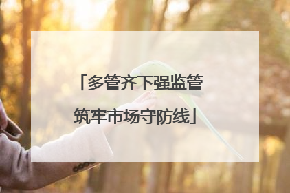 多管齐下强监管 筑牢市场守防线