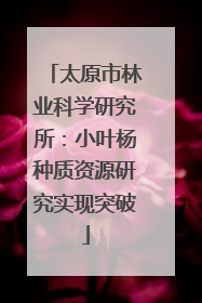 太原市林业科学研究所：小叶杨种质资源研究实现突破