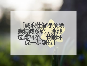 威浪仕智净预涂膜精滤系统，泳池过滤智净、节能环保一步到位
