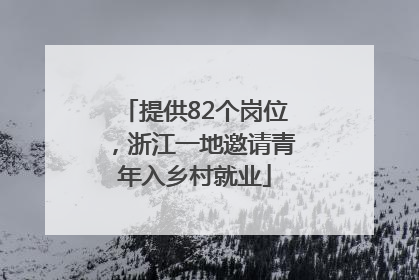 提供82个岗位，浙江一地邀请青年入乡村就业