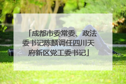 成都市委常委、政法委书记陈麟调任四川天府新区党工委书记
