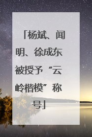 杨斌、闻明、徐成东被授予“云岭楷模”称号