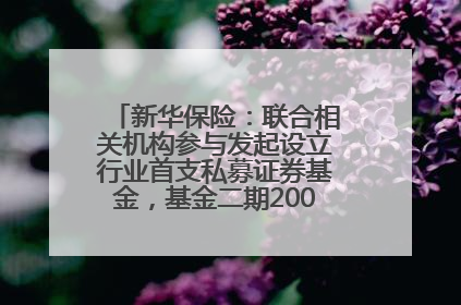 新华保险：联合相关机构参与发起设立行业首支私募证券基金，基金二期200亿元已募集完毕