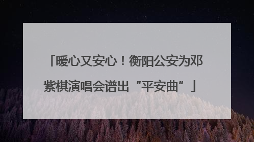 暖心又安心！衡阳公安为邓紫棋演唱会谱出“平安曲”