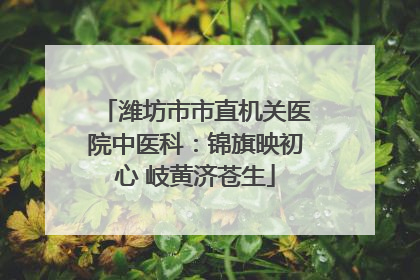 潍坊市市直机关医院中医科：锦旗映初心 岐黄济苍生