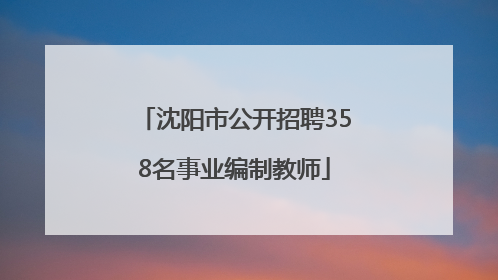 沈阳市公开招聘358名事业编制教师