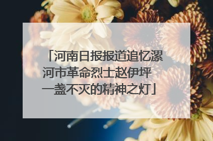 河南日报报道追忆漯河市革命烈士赵伊坪 一盏不灭的精神之灯