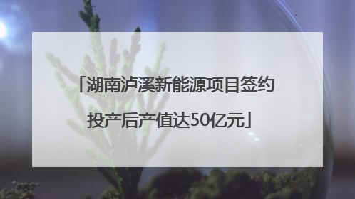 湖南泸溪新能源项目签约 投产后产值达50亿元
