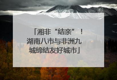 湘非“结亲”！湖南八市与非洲九城缔结友好城市