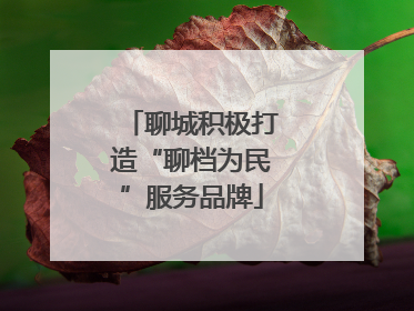 聊城积极打造“聊档为民”服务品牌