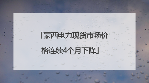 蒙西电力现货市场价格连续4个月下降