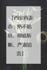 西安再表态：绝不姑息、彻底斩断、严肃追责
