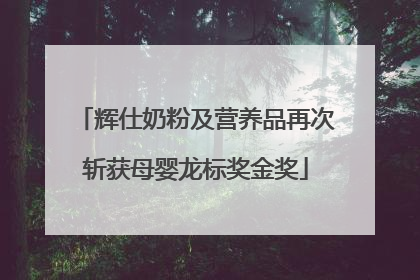 辉仕奶粉及营养品再次斩获母婴龙标奖金奖