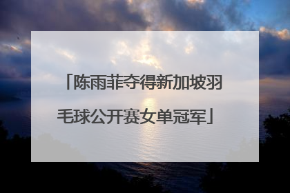 陈雨菲夺得新加坡羽毛球公开赛女单冠军