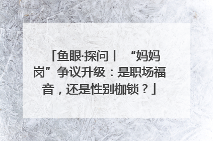 鱼眼·探问丨 “妈妈岗”争议升级：是职场福音，还是性别枷锁？