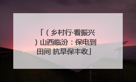（乡村行·看振兴）山西临汾：保电到田间 抗旱保丰收