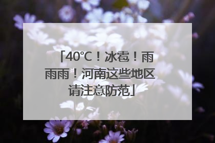 40℃！冰雹！雨雨雨！河南这些地区 请注意防范